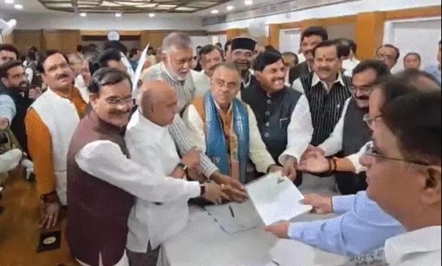 राज्यसभा चुनाव में BJP का शक्ति प्रदर्शन, तरुण चुघ-रजनीश अग्रवाल ने दाखिल किए नामांकन पत्र