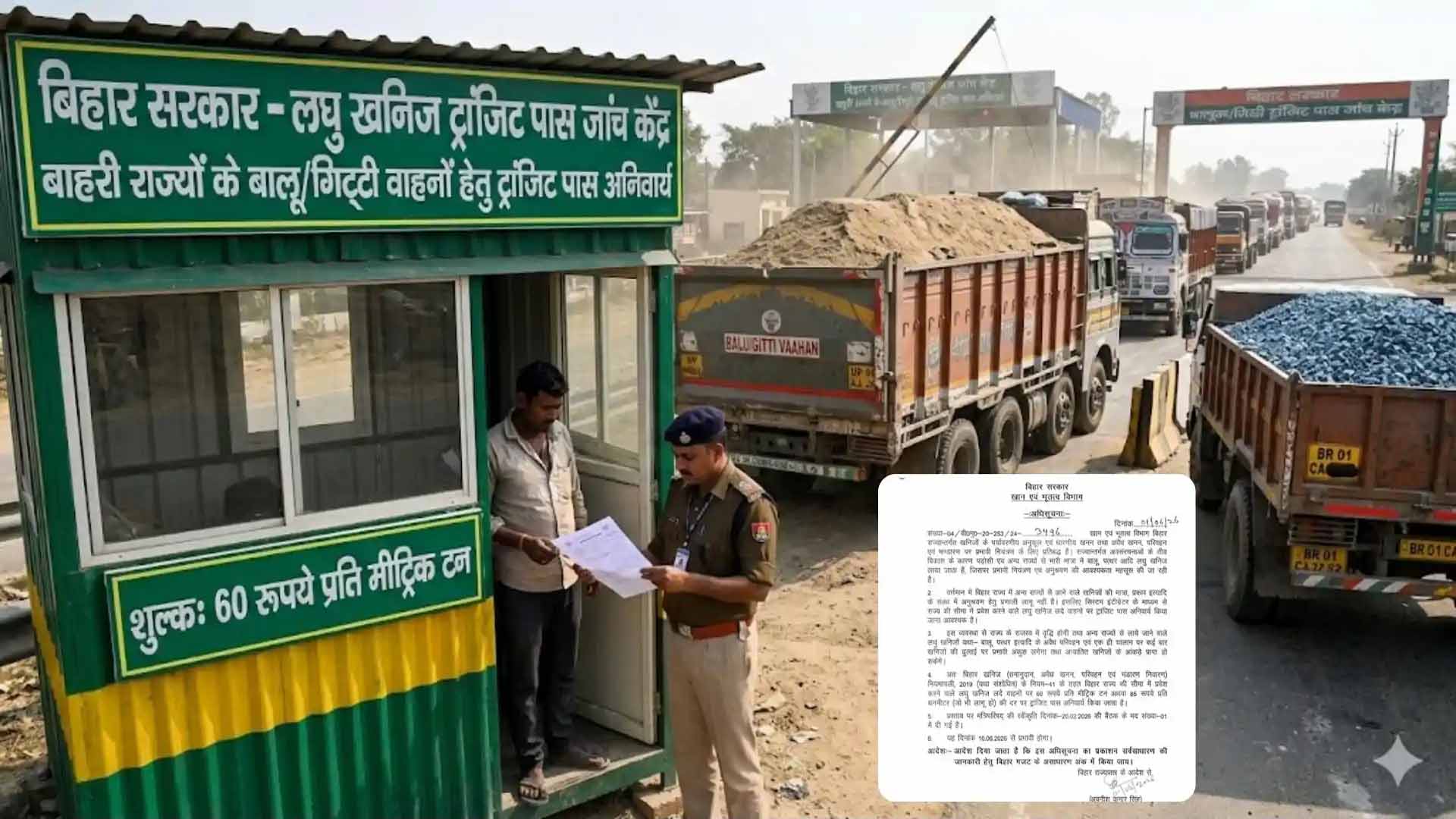 अब बिना ट्रांजिट पास नहीं आएगी बालू-गिट्टी, नियम तोड़ने पर लगेगा जुर्माना