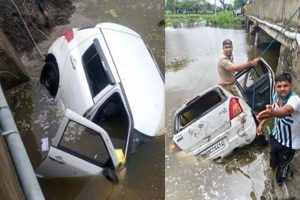 सगाई में जा रहे पांच लोगों की कार तालाब में गिरी, सभी की मौत