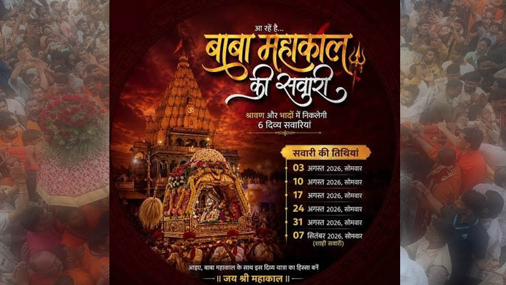महाकाल की 6 सवारियों की तैयारियां पूरी, कांवड़िए मंगलवार से शुक्रवार तक कर सकेंगे जल अर्पित महाकाल की 6 सवारियों की तैयारियां पूरी, कांवड़िए मंगलवार से शुक्रवार तक कर सकेंगे जल अर्पित