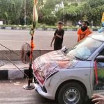 अनूठी कांवड़ यात्रा में 12 क्विंटल कार खींच रहे नरेंद्र, मेरठ पहुंचे
