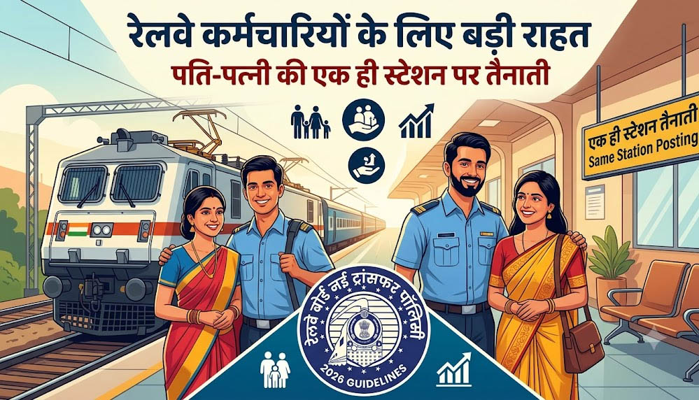 रेलवे कर्मचारियों के लिए बड़ी राहत! पति-पत्नी की एक जगह हो सकेगी पोस्टिंग, अधीनस्थ होने पर रोक