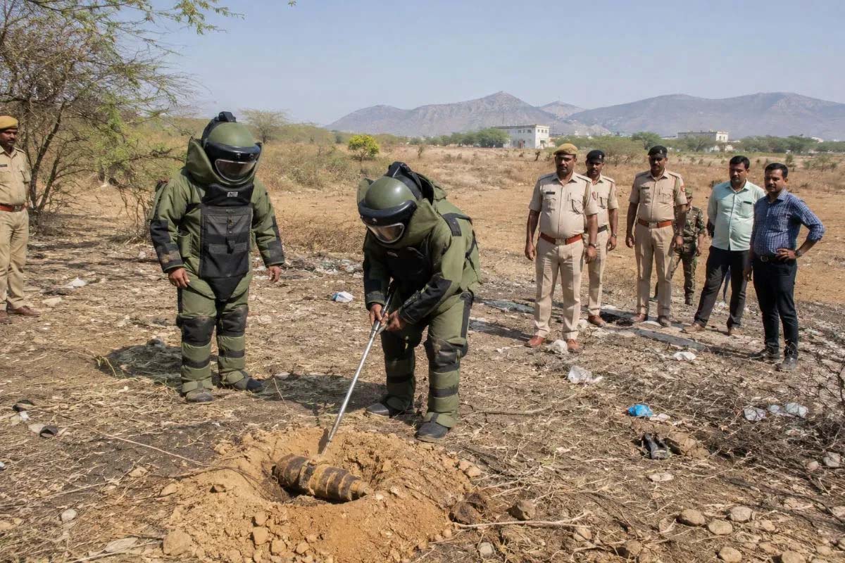 आमेर में खेत के पास मिला जिंदा बम, बम निरोधक दस्ते ने सुरक्षित तरीके से किया निष्क्रिय