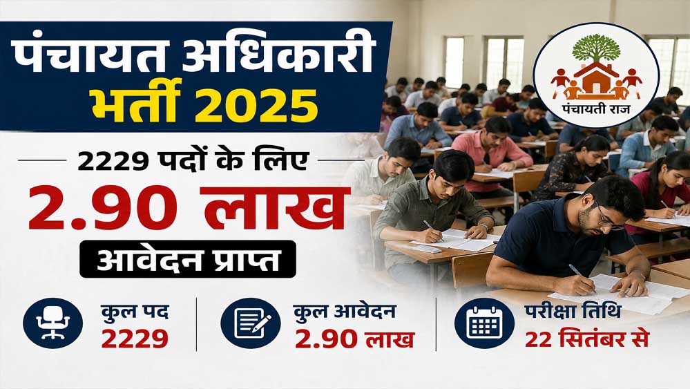 2229 पद और 2.90 लाख दावेदार! पंचायत अधिकारी भर्ती परीक्षा 22 सितंबर से, जानें पूरा शेड्यूल 2229 पद और 2.90 लाख दावेदार! पंचायत अधिकारी भर्ती परीक्षा 22 सितंबर से, जानें पूरा शेड्यूल