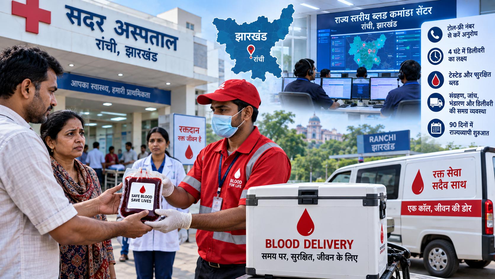 ब्लड के लिए नहीं काटने होंगे अस्पतालों के चक्कर, झारखंड में शुरू होगी 4 घंटे की डिलीवरी सेवा