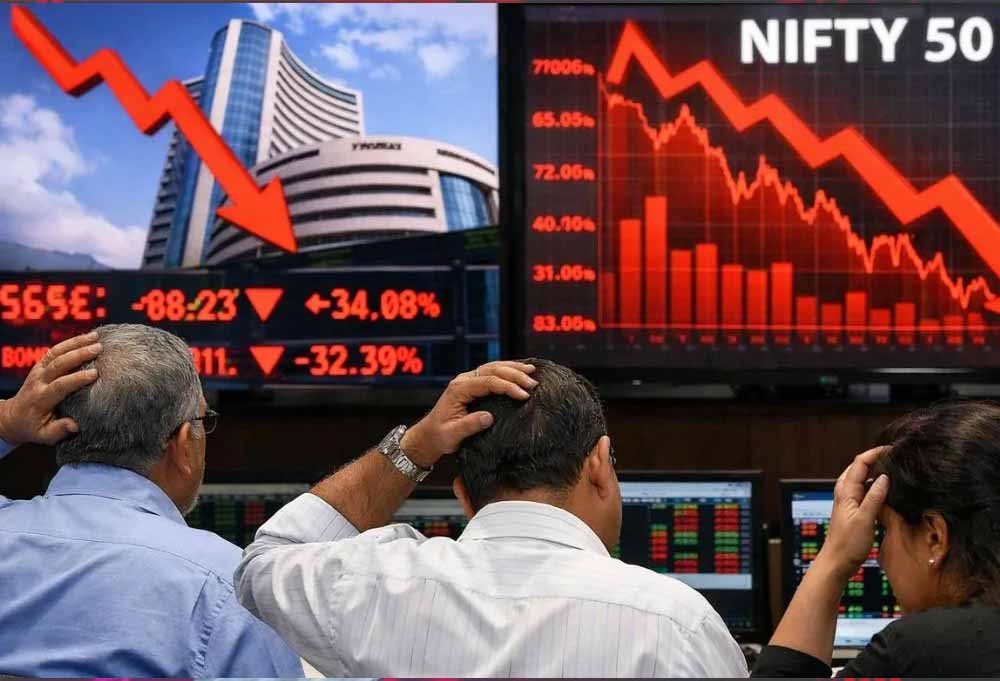 तूफानी तेजी के बाद शेयर बाजार में अचानक क्रैश, दिन के हाई से 1300 अंक फिसला सेंसेक्स
