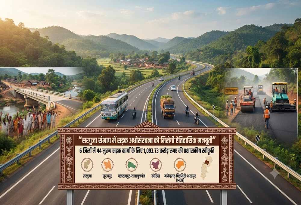 सरगुजा संभाग के 6 जिलों में सुधरेगा सड़क नेटवर्क, 44 मुख्य सड़क कार्यों को मिली प्रशासनिक स्वीकृति सरगुजा संभाग के 6 जिलों में सुधरेगा सड़क नेटवर्क, 44 मुख्य सड़क कार्यों को मिली प्रशासनिक स्वीकृति
