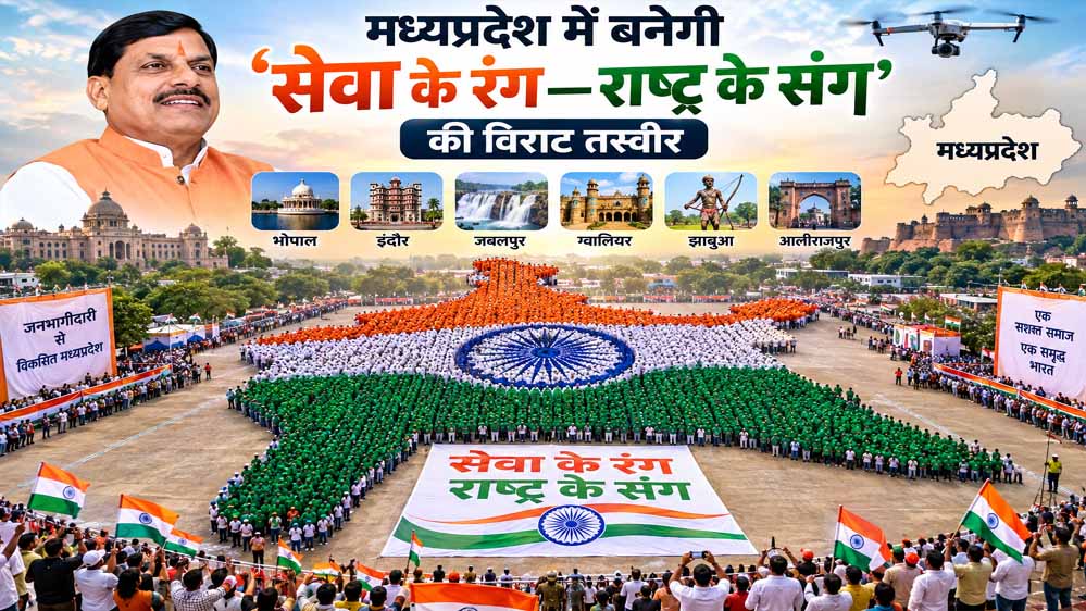 भोपाल से इंदौर तक हजारों लोग बनाएंगे ह्यूमन रंगोली, ड्रोन से दर्ज होगा भव्य दृश्य भोपाल से इंदौर तक हजारों लोग बनाएंगे ह्यूमन रंगोली, ड्रोन से दर्ज होगा भव्य दृश्य