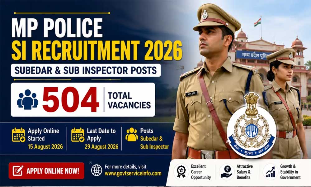 MP में पुलिस भर्ती का बड़ा मौका, SI-सूबेदार के 507 पदों पर वैकेंसी; 9 सितंबर से आवेदन शुरू