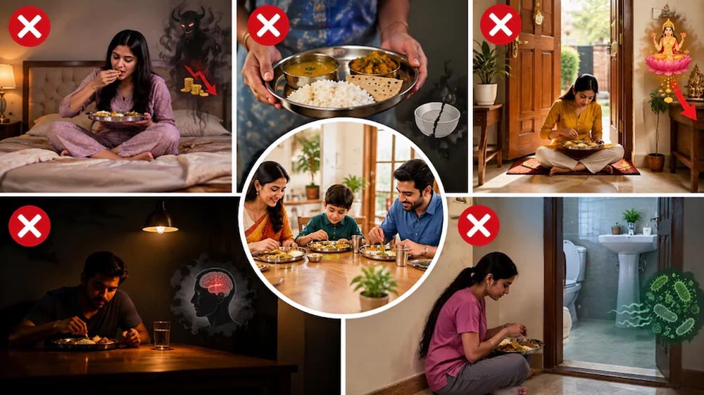बेड से लेकर दरवाजे तक, इन जगहों पर बैठकर खाना न खाएं, वास्तु में माना गया है अशुभ