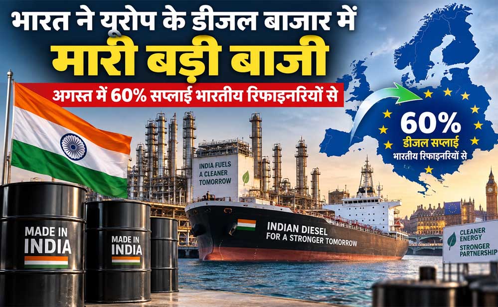भारत ने यूरोप के डीजल बाजार में मारी बड़ी बाजी, अगस्त में 60% सप्लाई भारतीय रिफाइनरियों से