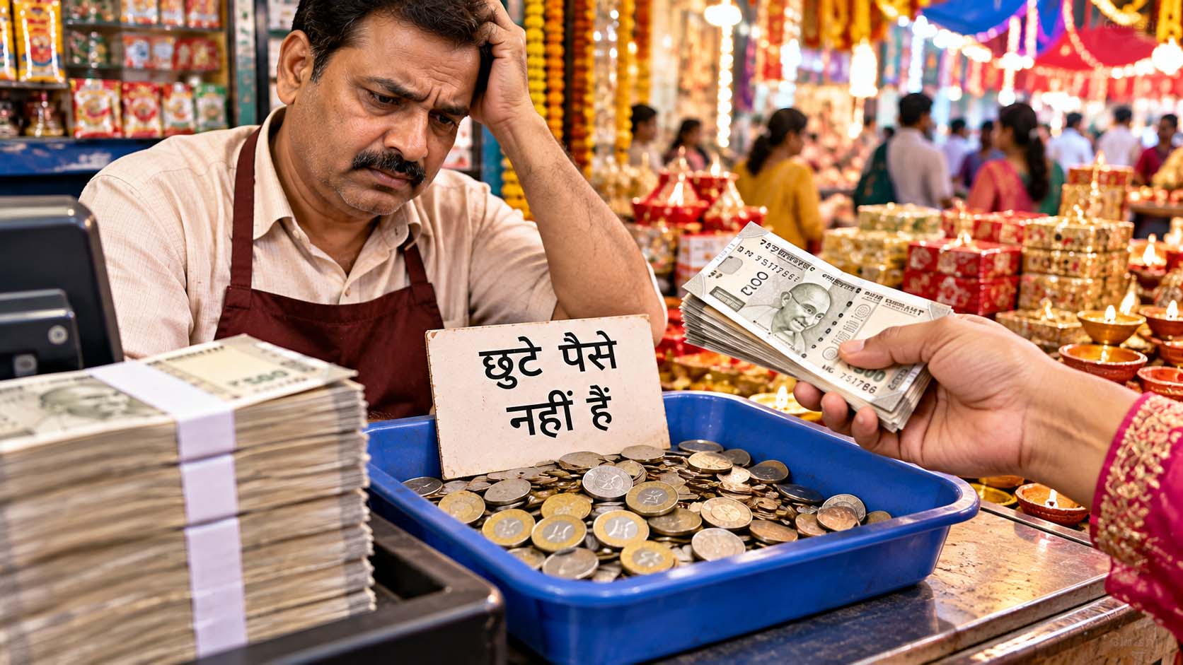 गल्ले में 500 के नोट, लेकिन 5-10-20 के सिक्कों और नोटों के लाले; बाजार में बढ़ी परेशानी