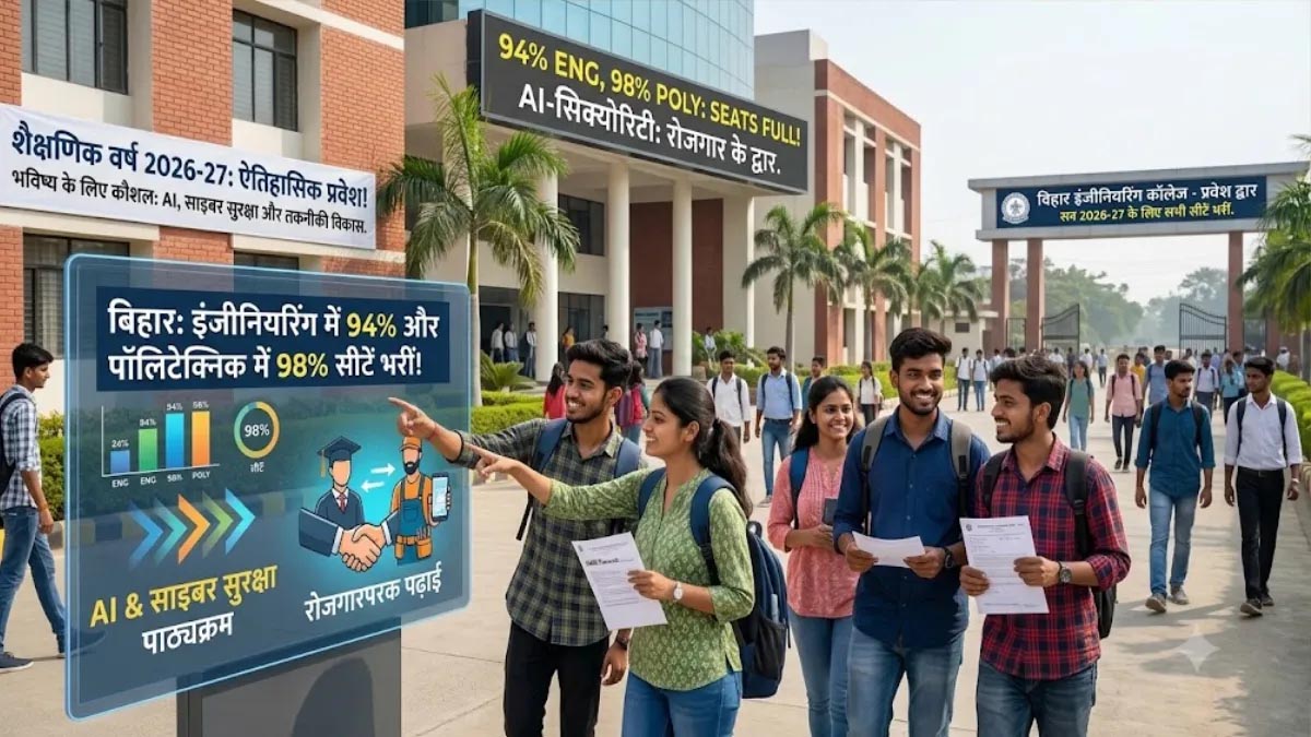 Bihar Technical Education में बड़ा बदलाव, इंजीनियरिंग-पॉलिटेक्निक प्लेसमेंट 12 गुना बढ़ा, नामांकन 98% Bihar Technical Education में बड़ा बदलाव, इंजीनियरिंग-पॉलिटेक्निक प्लेसमेंट 12 गुना बढ़ा, नामांकन 98%