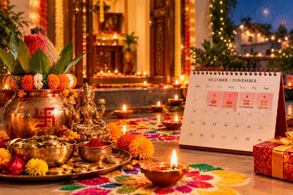 दिवाली कब है 2026? धनतेरस, लक्ष्मी पूजा, गोवर्धन पूजा और भाई दूज की पूरी डेट लिस्ट