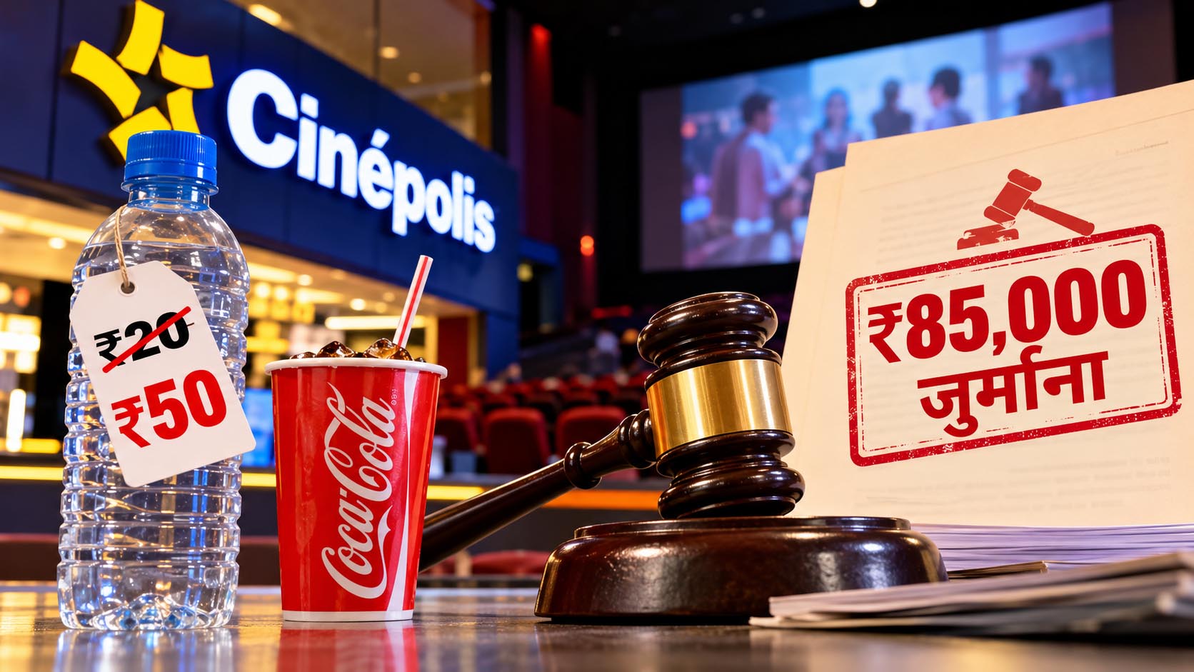 सिनेमा हॉल में महंगे पानी की वसूली पर कंज्यूमर कोर्ट सख्त, सिनेपोलिस और कोका-कोला पर कार्रवाई सिनेमा हॉल में महंगे पानी की वसूली पर कंज्यूमर कोर्ट सख्त, सिनेपोलिस और कोका-कोला पर कार्रवाई