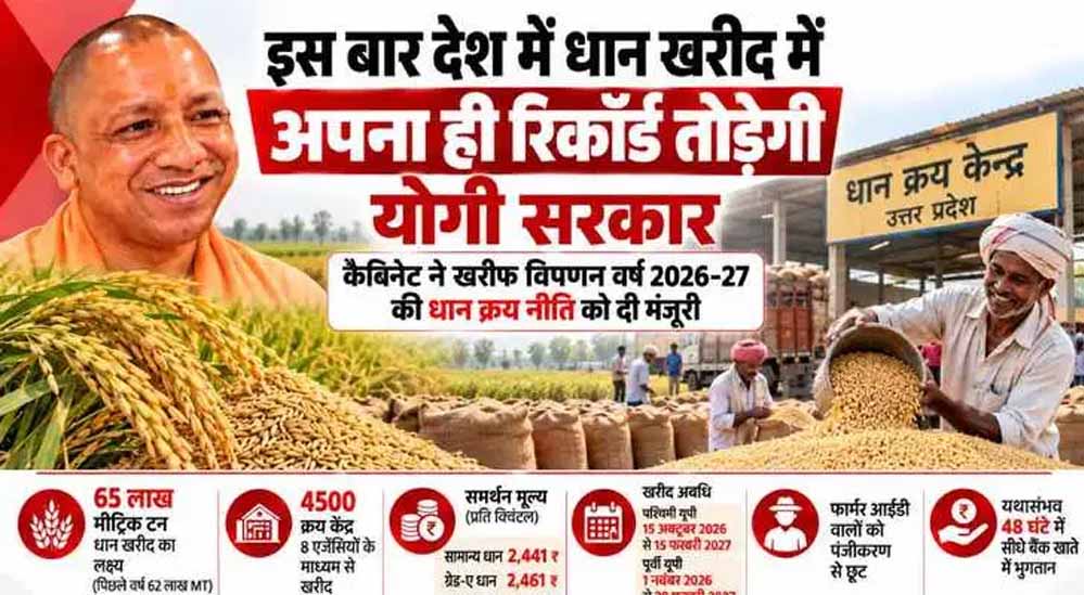 योगी सरकार ने बढ़ाया धान खरीद का लक्ष्य, 4,500 केंद्रों पर होगी खरीद; किसानों को मिलेगा बढ़ा MSP