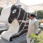 आशीर्वाद का दीया आयोजन के तहत उपयोग किए गए दीयों से बनी नंदी की भव्य आकृति आशीर्वाद का दीया आयोजन के तहत उपयोग किए गए दीयों से बनी नंदी की भव्य आकृति