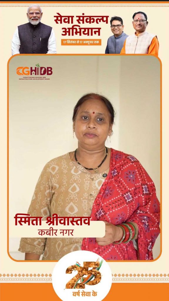 किराए के मकान की चिंता हुई दूर, हाउसिंग बोर्ड ने साकार किया स्मिता श्रीवास्तव के अपने घर का सपना किराए के मकान की चिंता हुई दूर, हाउसिंग बोर्ड ने साकार किया स्मिता श्रीवास्तव के अपने घर का सपना